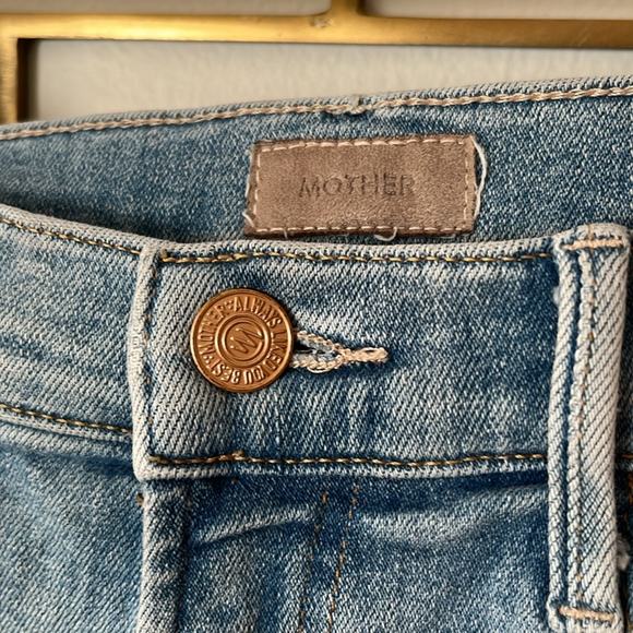 MOTHER Blue Ankle Cropped Jeans with Distressed Details - Picture 2 of 9